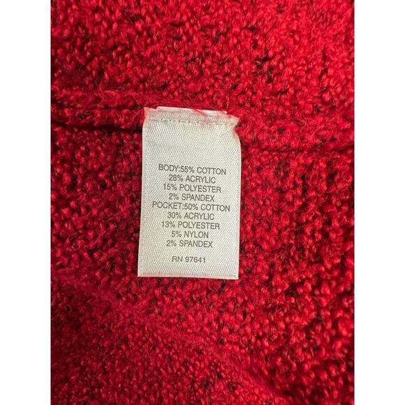 J Jill Red Women Heavy Cotton Blend Cardigan Front Pockets L Resort Capsule - Picture 8 of 9